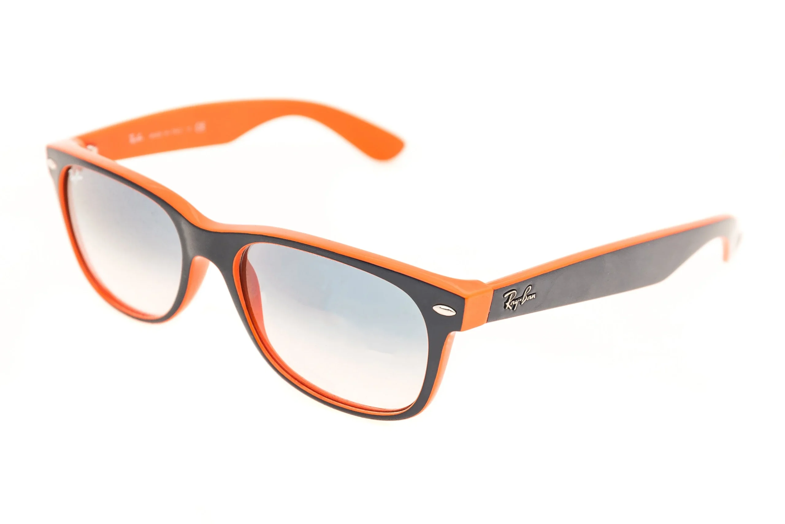 Ray-Ban New Wayfarer Sunglasses Blue-Orange Frame Crystal Gradient Light Blue Lens
