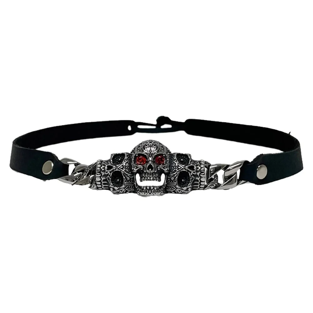 Red Eye Skull | Metal Chain Hat Band