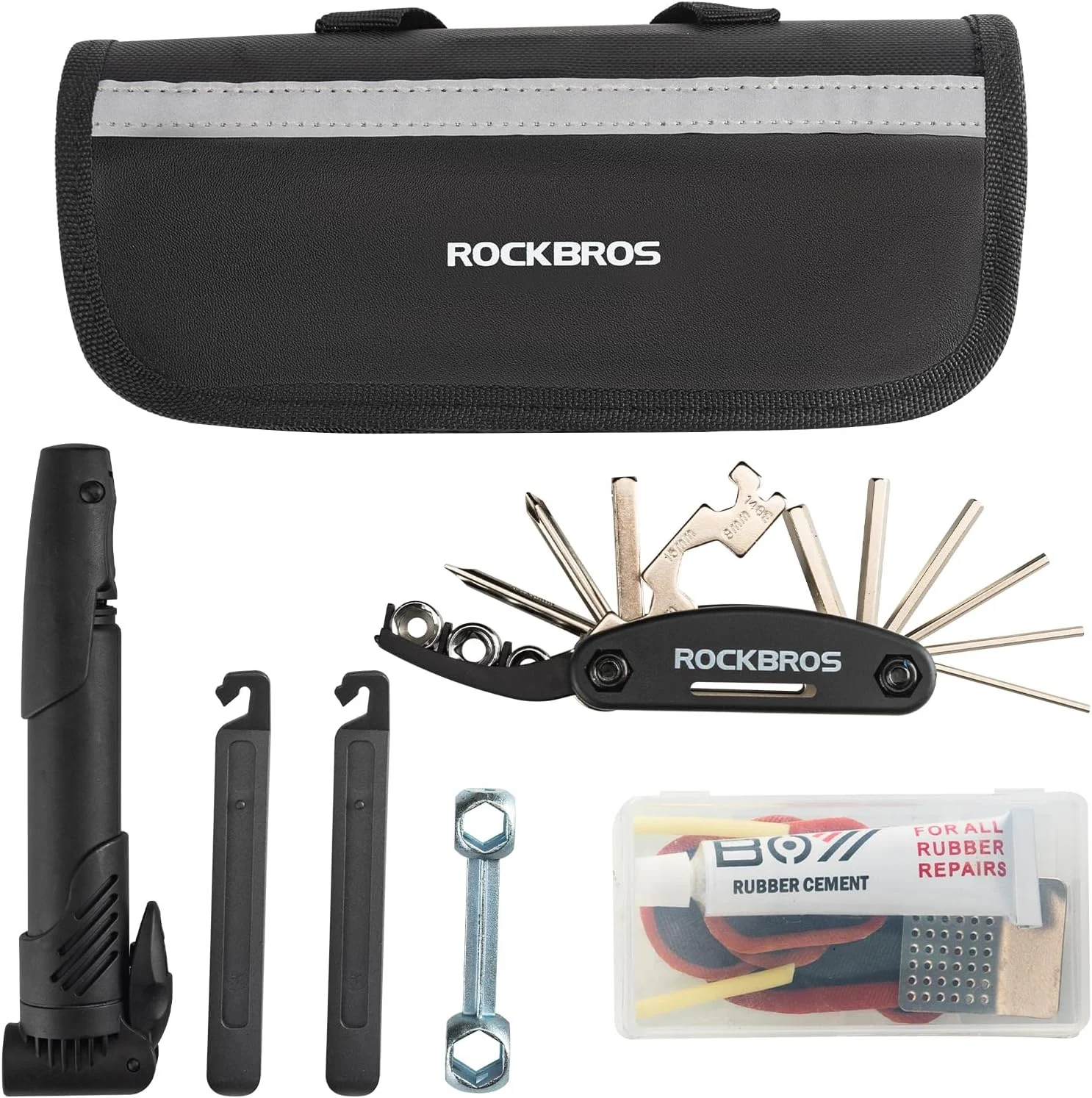 ROCKBROS Bicycle Bike Tire Repair Multi-Tool Kit With Frame Bag