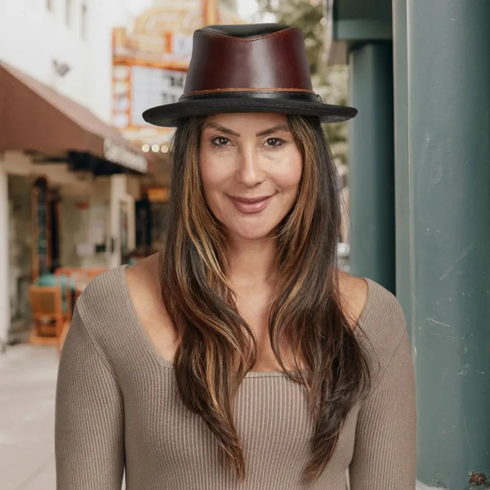 Rocky | Womens Wine Leather Fedora Hat
