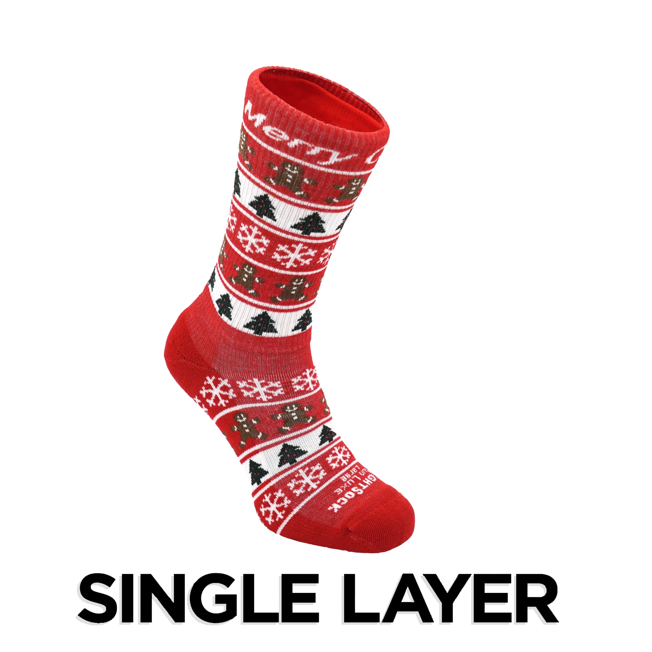 Run Luxe - Crew Length - Christmas Stripes - Single Layer