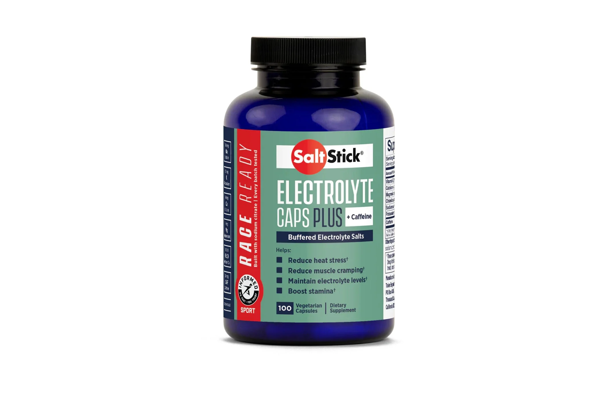 Salt Stick Race Ready Caps PLUS (Caffeinated) - 100 Count Bottle