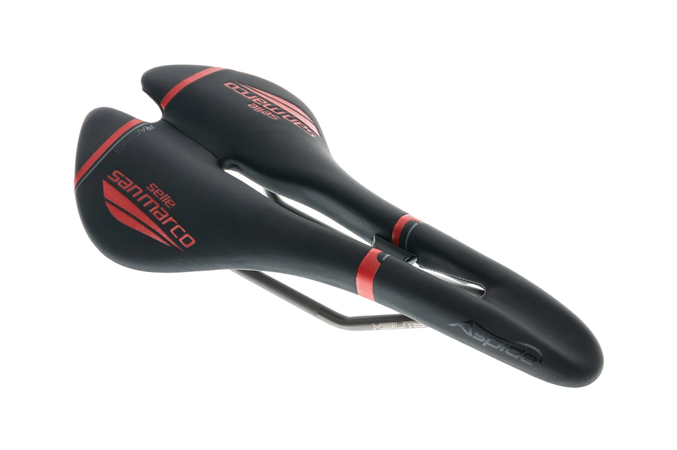 San Marco Aspide Racing Wide Open Saddle 142mm Xsilite Rails Black/Red