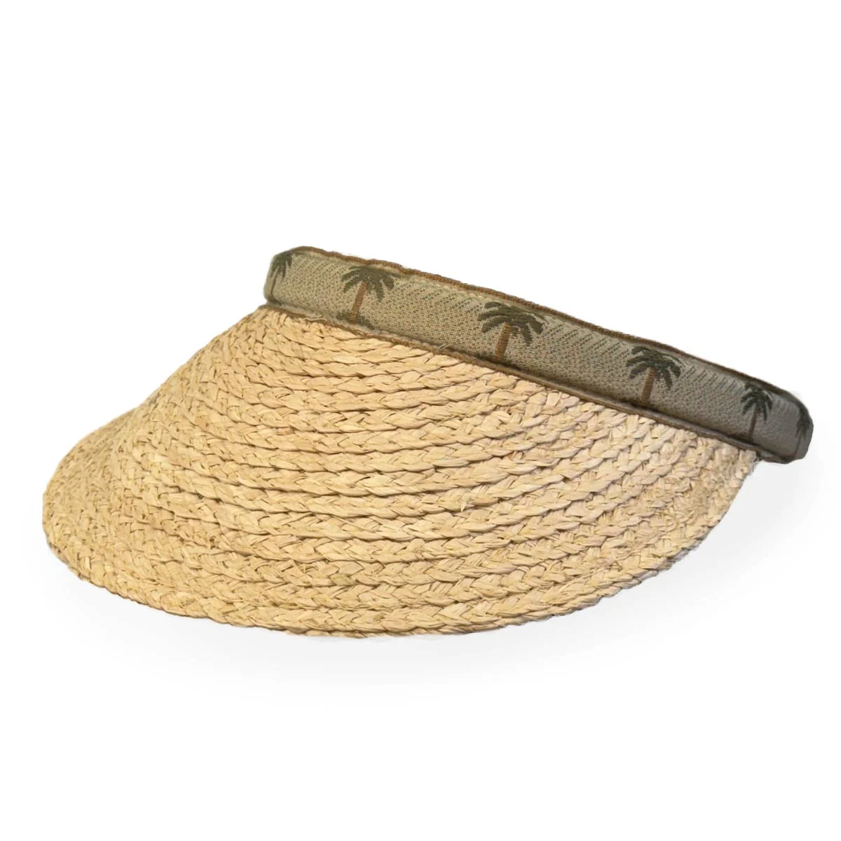 Scala - Raffia Visor with Palm Tree emblems