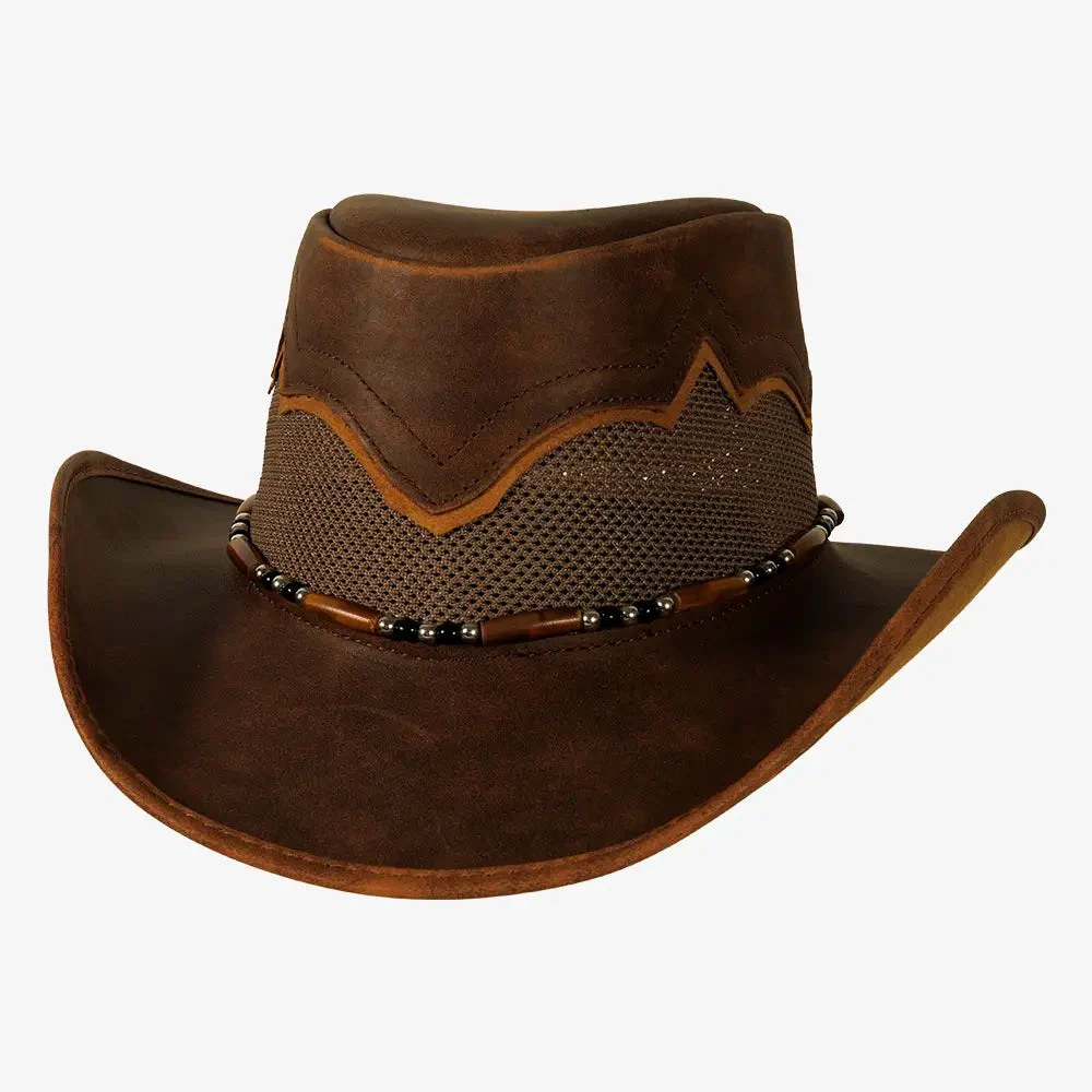 Sierra | Mens Bomber Copper Leather Cowboy Hat