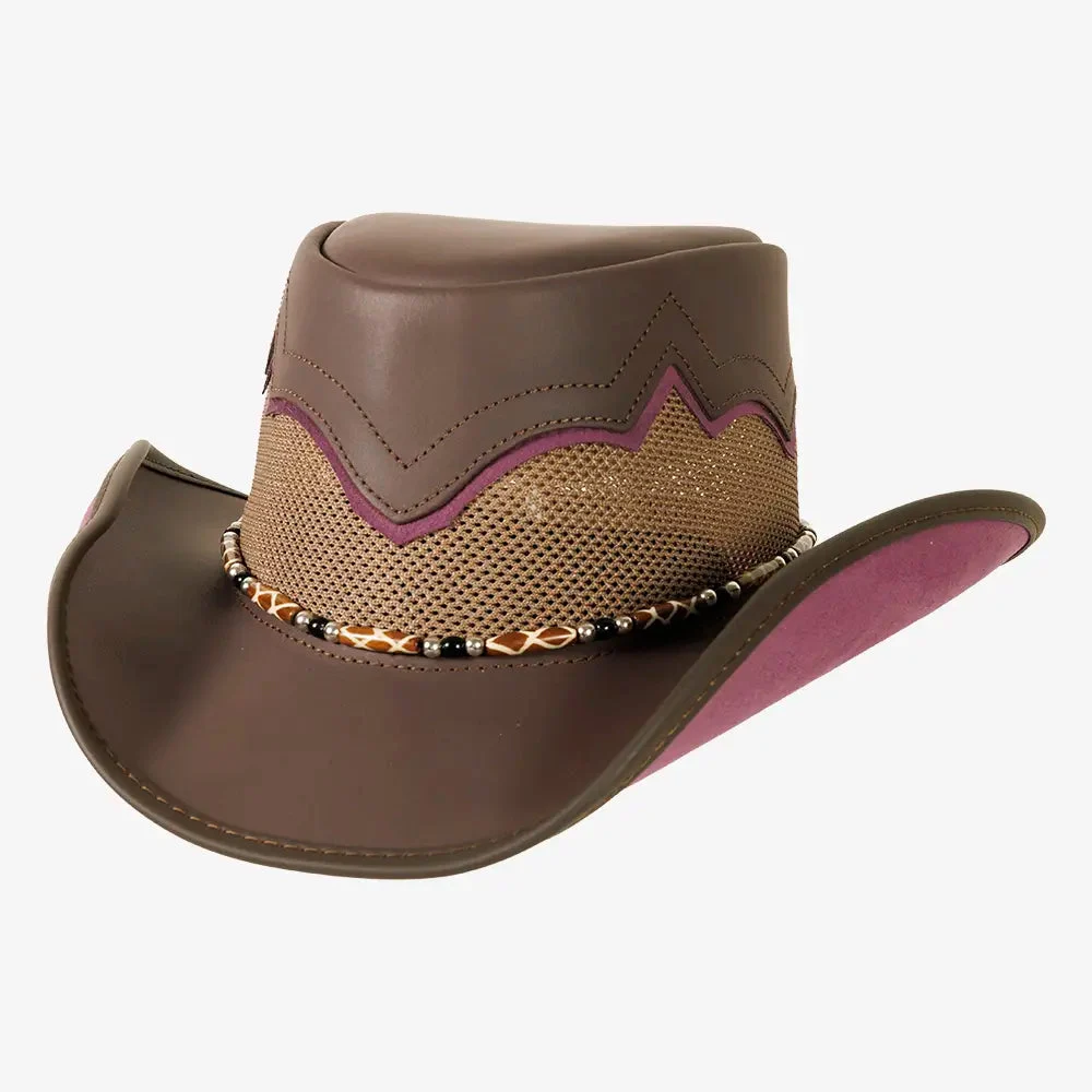 Sierra | Mens Brownie & Amethyst Leather Cowboy Hat