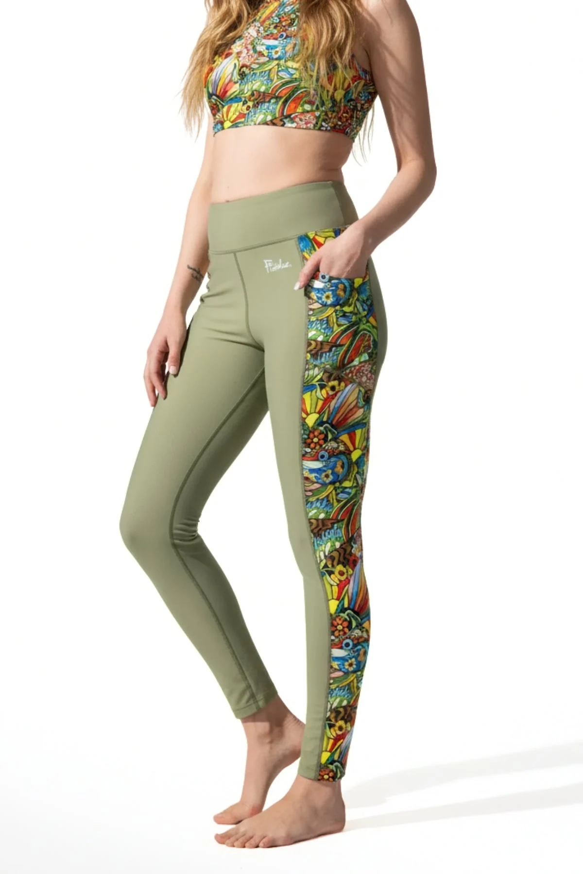 Sitka Green Boho Bass Pocket Leggings