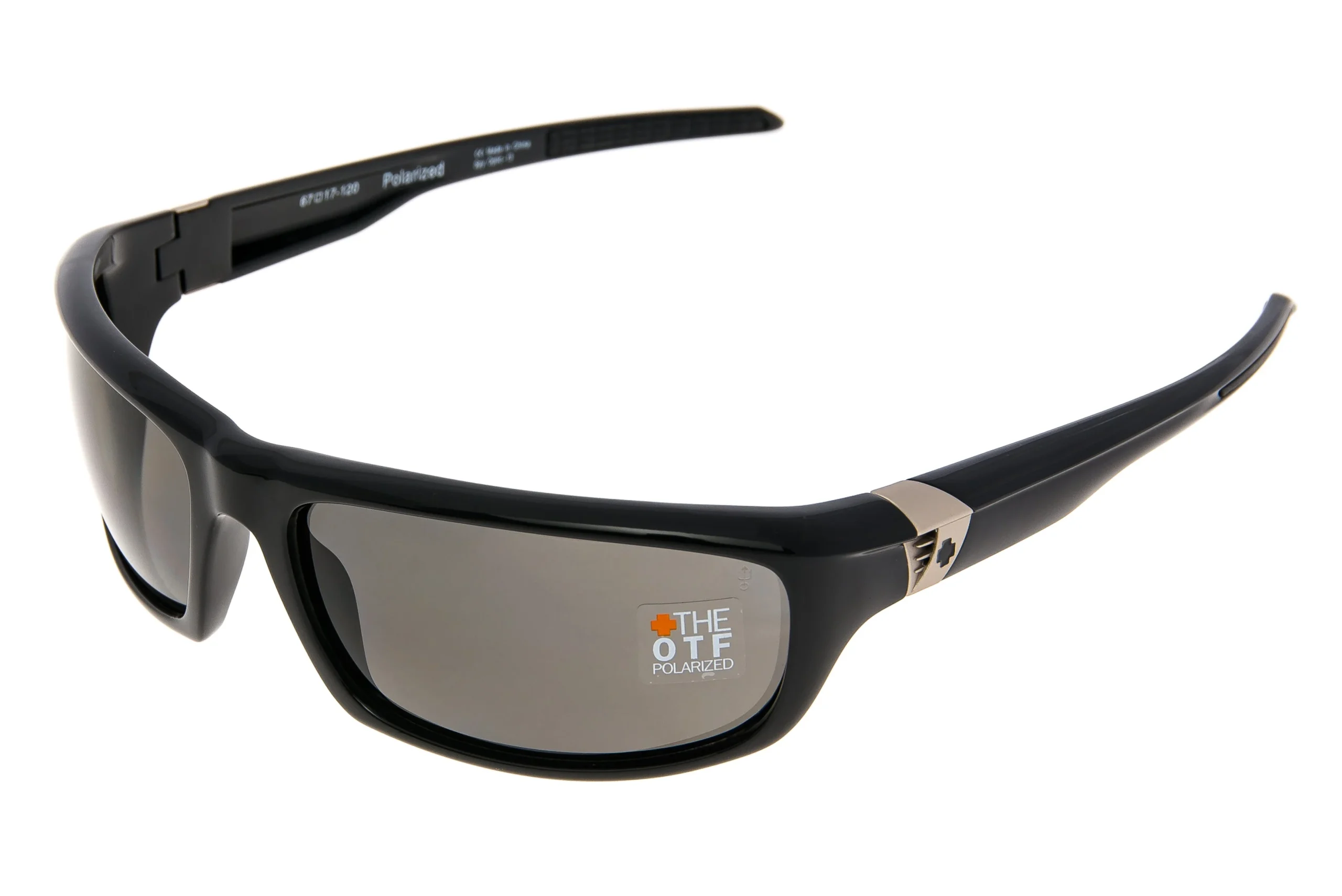 SPY OTF Sunglasses Polished Black Frame Grey Trident Polarized Lens