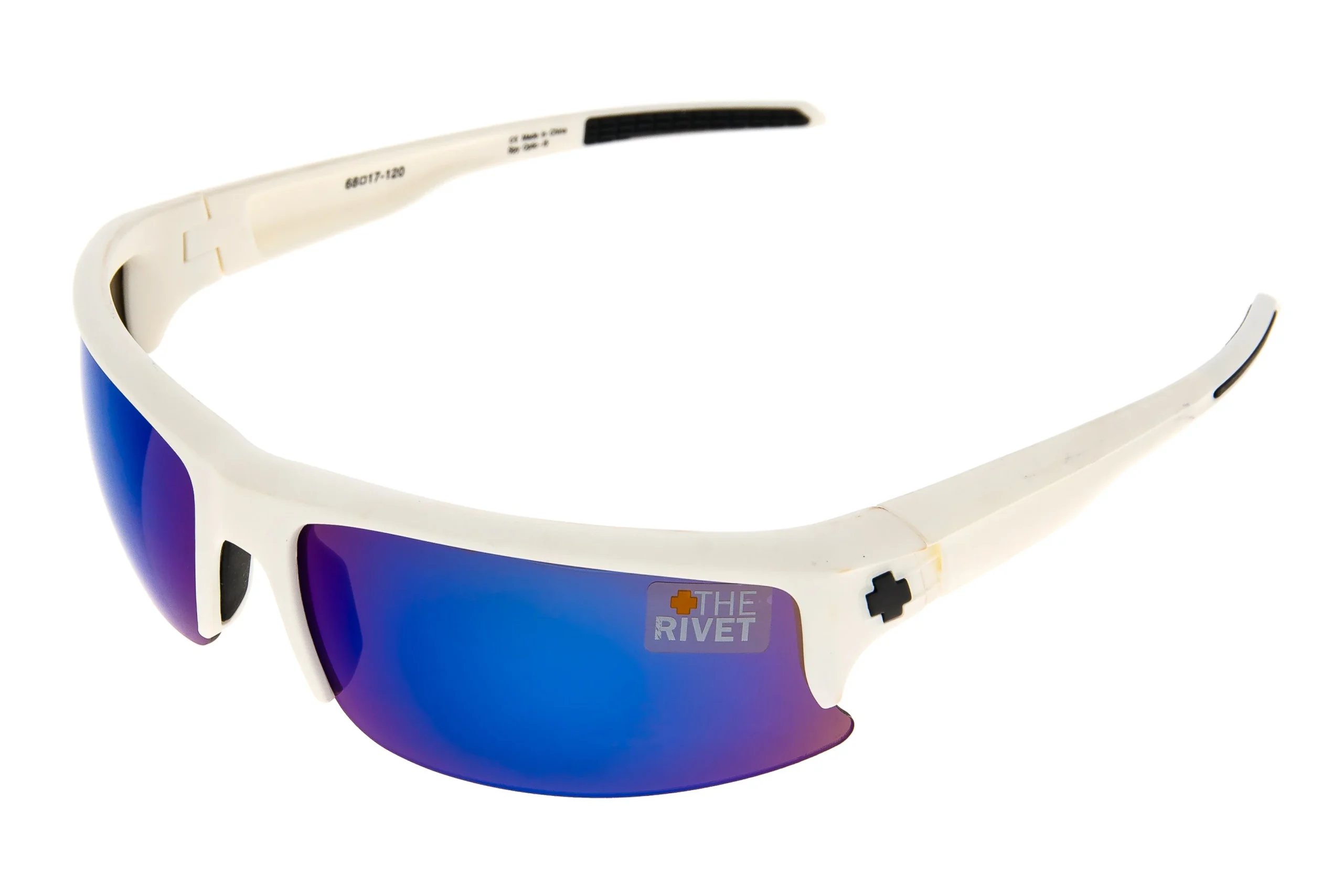 SPY Rivet Sunglasses Matte White Frame Bronze w/ Blue Spectra Lens