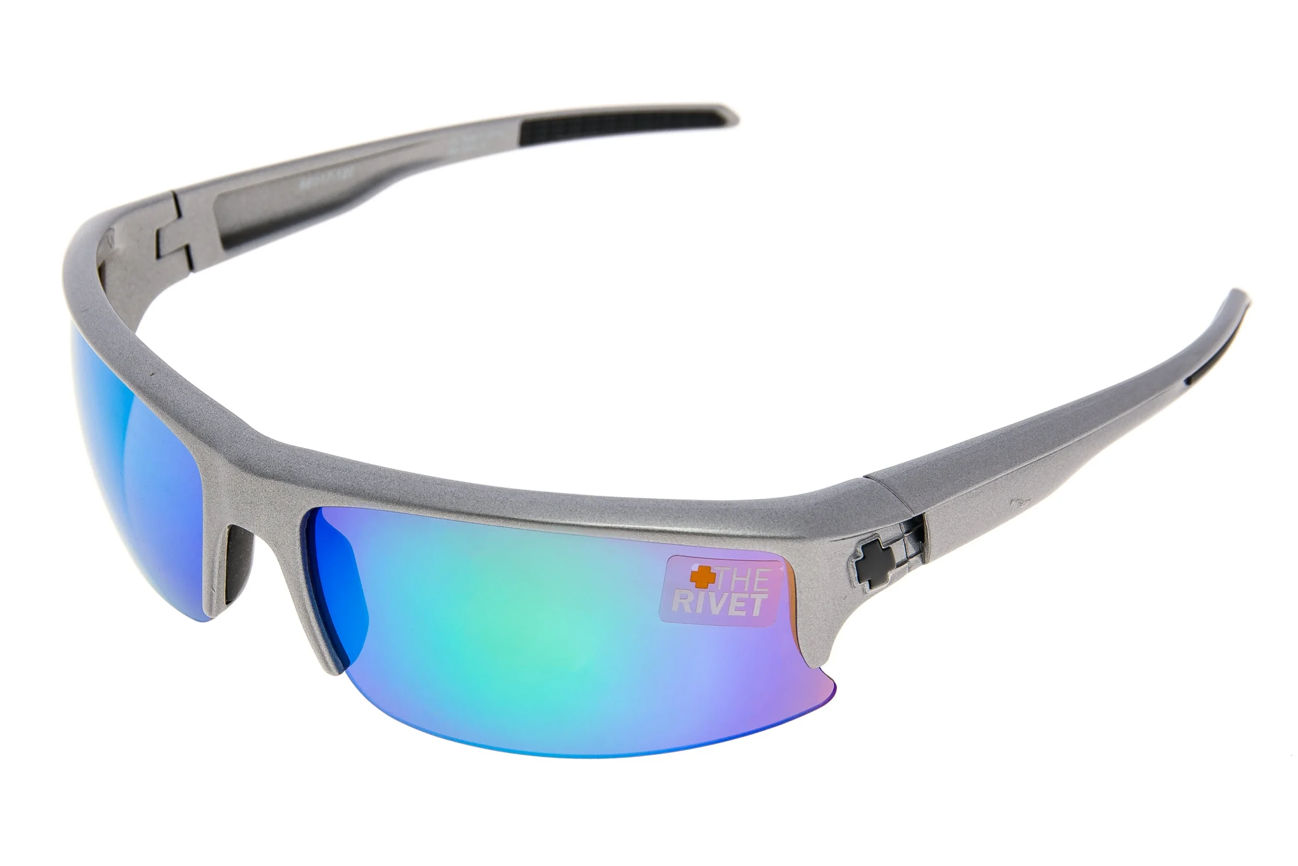 SPY Rivet Sunglasses Silver Frame Bronze w/ Green Spectra Lens