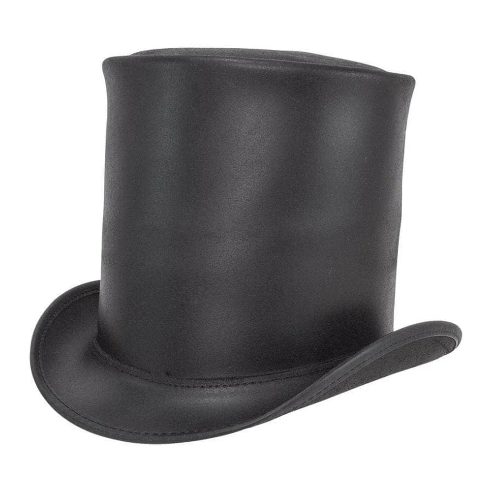 Stovepiper | Mens Black Leather Stovepipe Top Hat