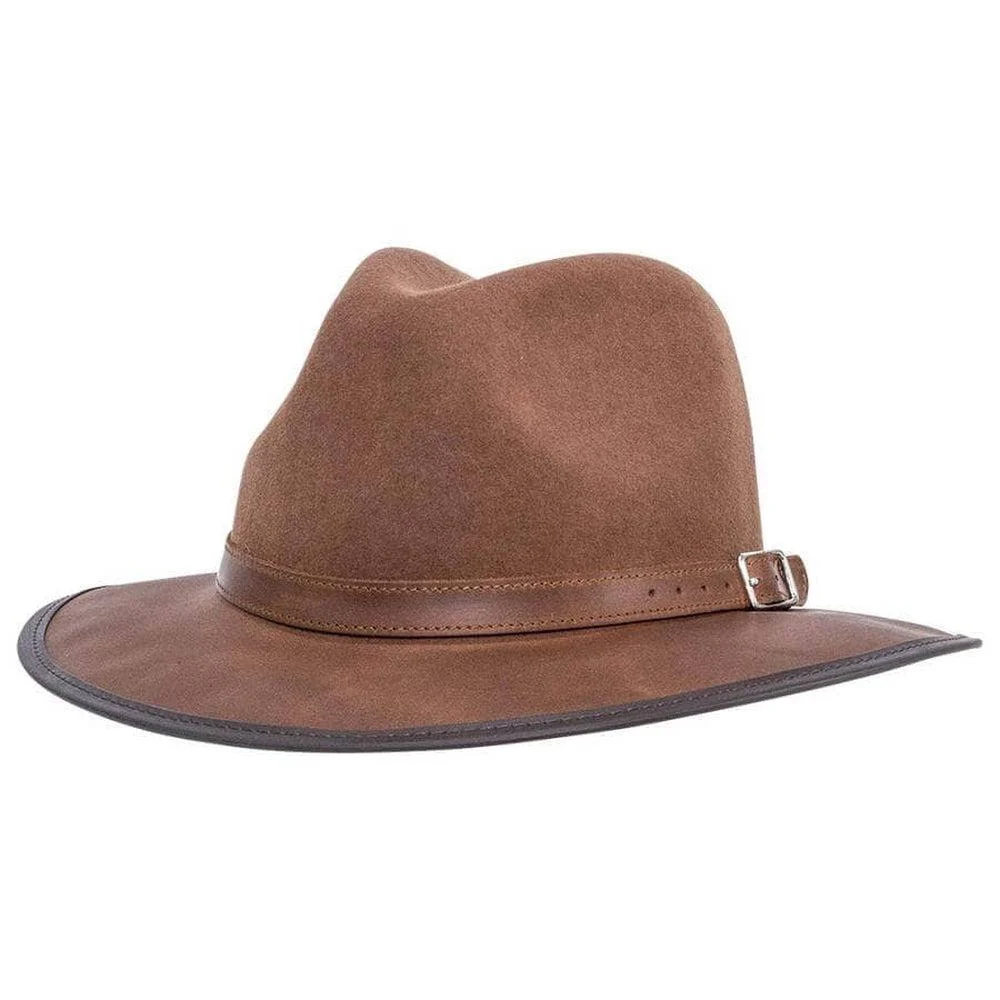 Summit | Mens Saddle Felt Leather Fedora Hat