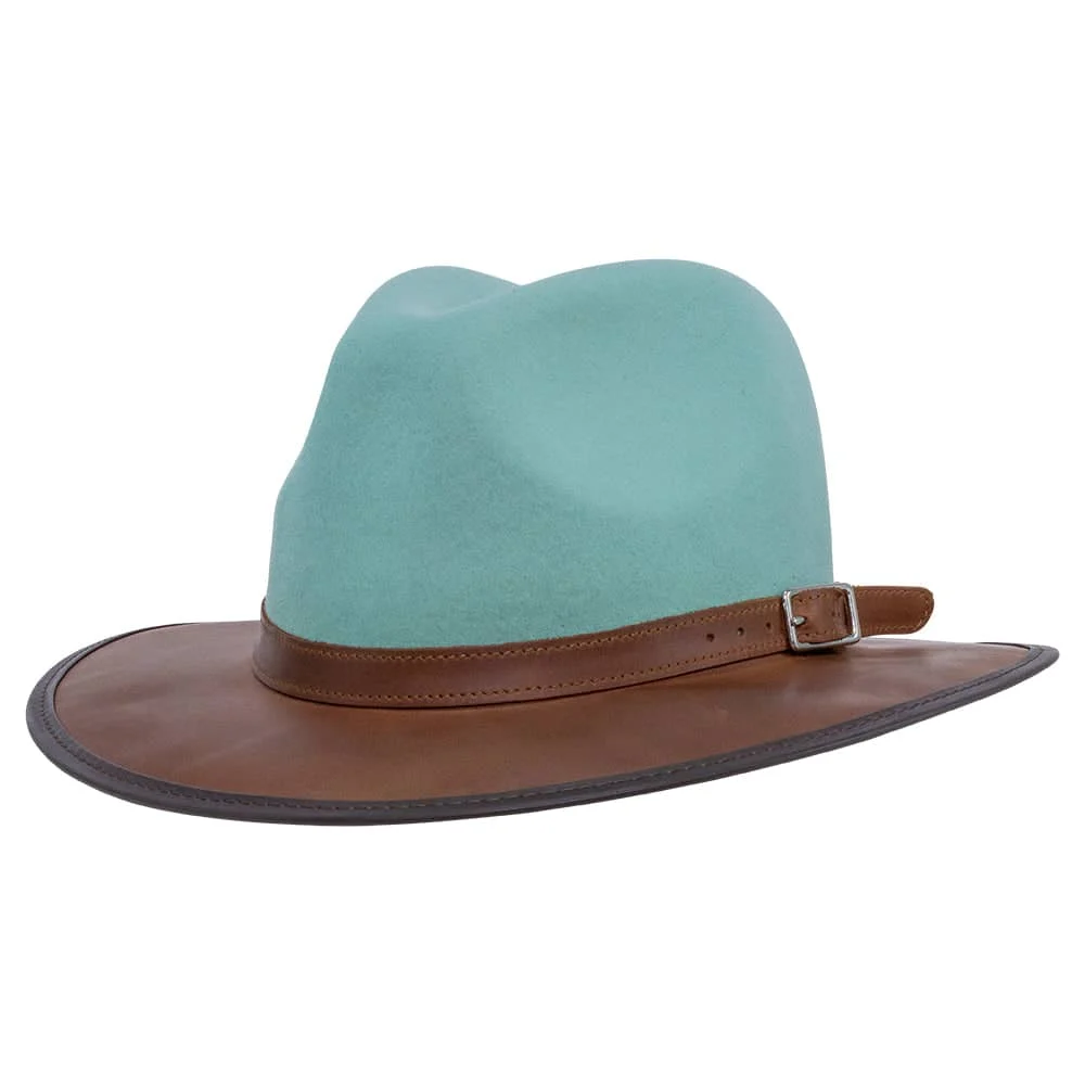 Summit | Mens Sage Felt Leather Fedora Hat