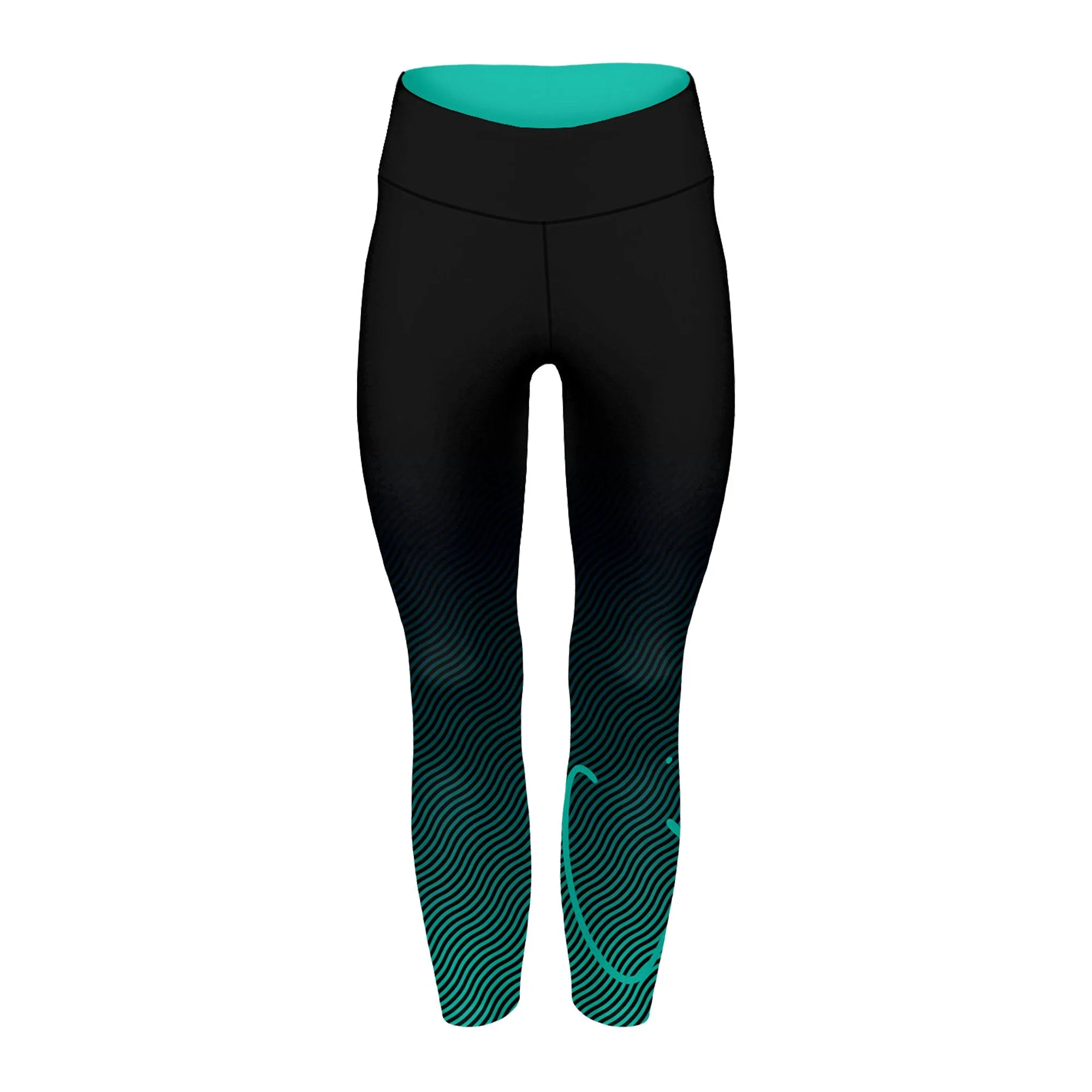 Teal Ripple Full Length Spin Tights