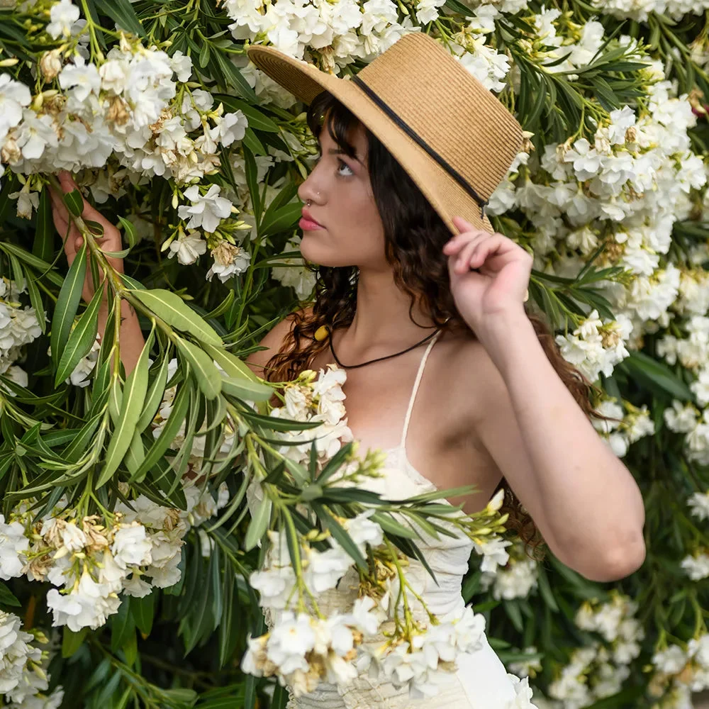 Trevi | Womens Toast Wide Brim Straw Sun Hat