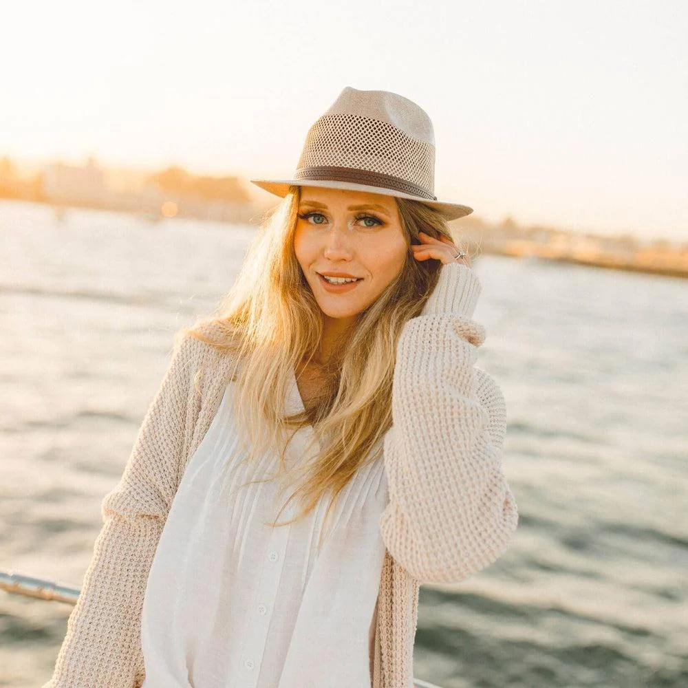 Tuscany | Womens Tan Fedora Firm Straw Trilby Hat