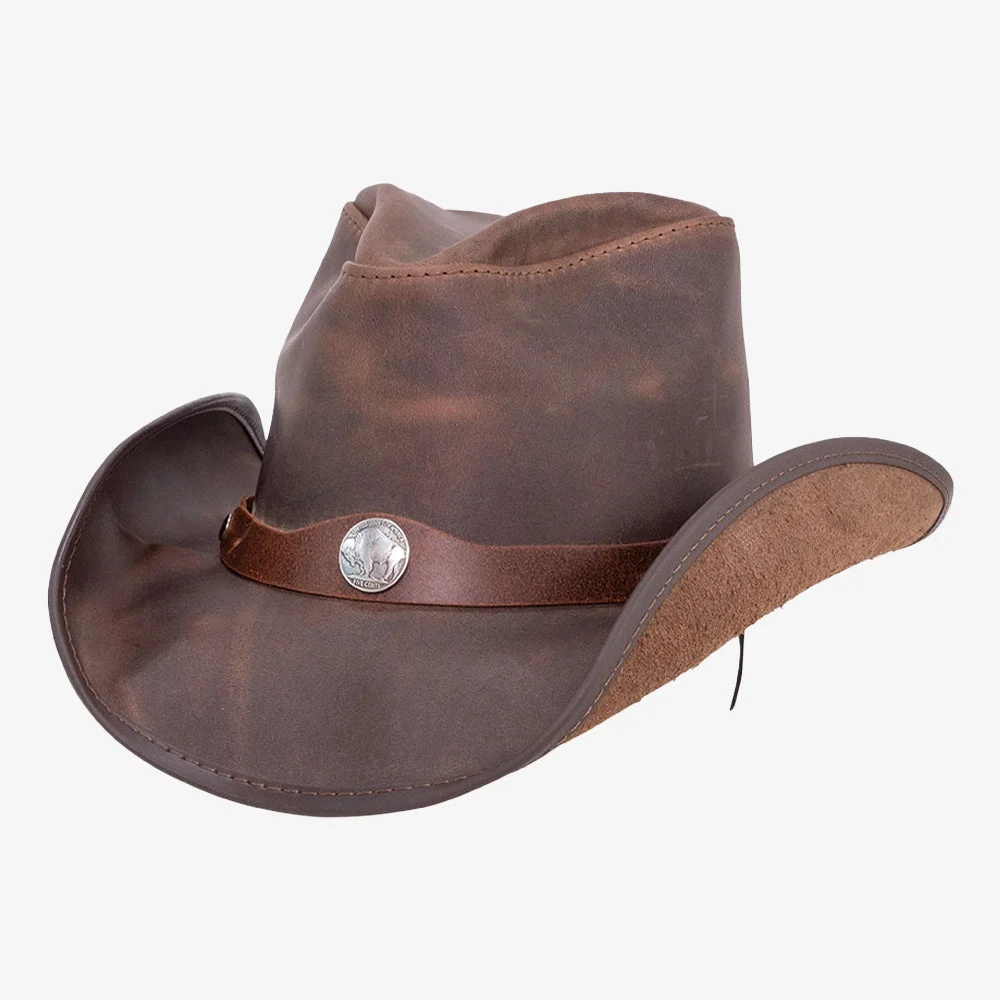 Western | Womens Chocolate Leather Cowgirl Hat