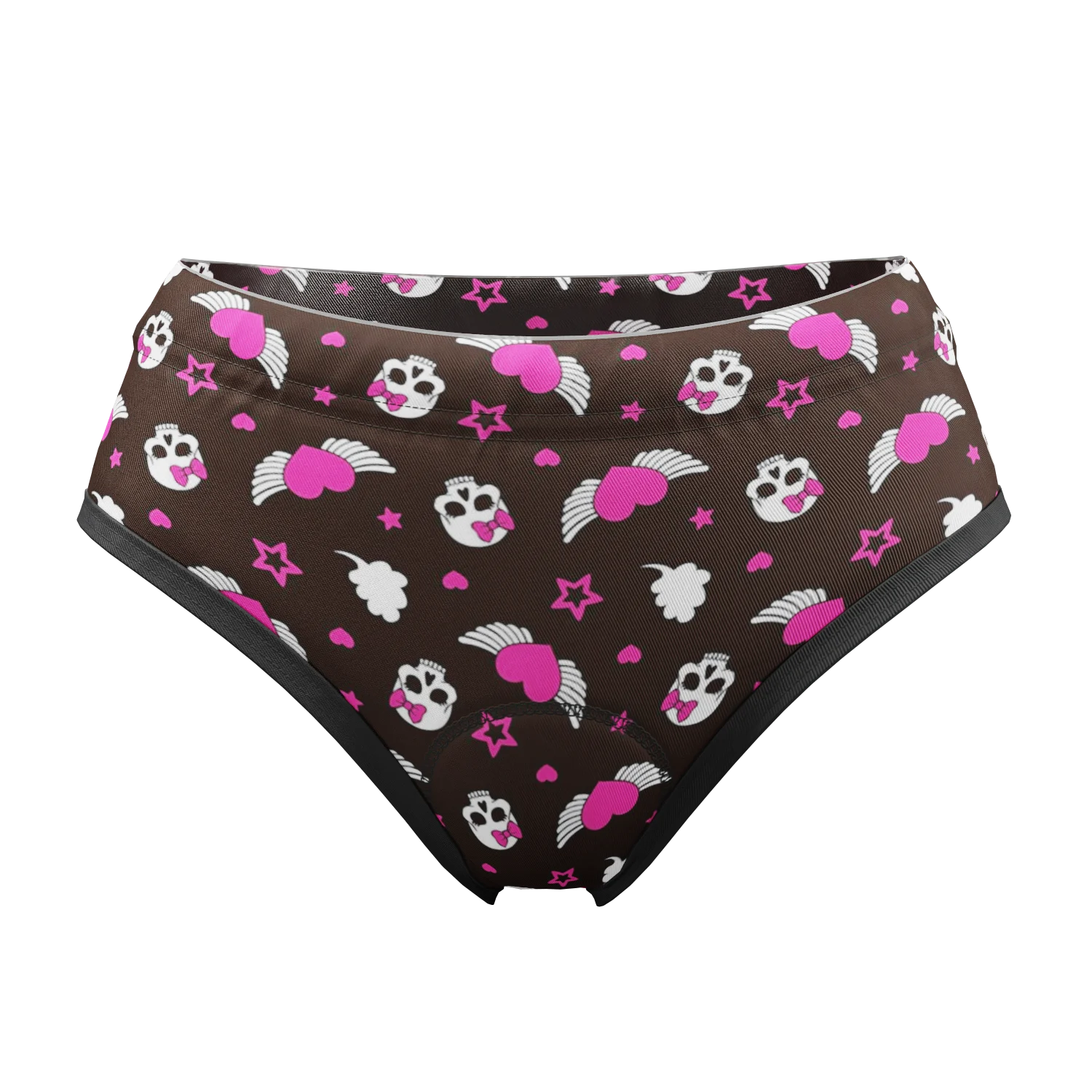 Women's Hearts and Skulls Gel Padded Cycling Underwear-Briefs
